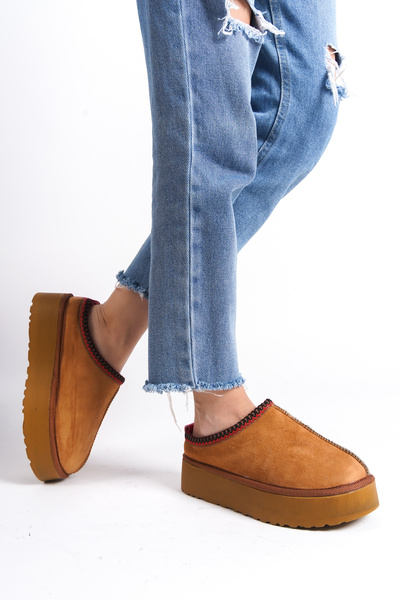 Lively Stylish Γυναικείες μπότες από δέρμα σουέτ με επένδυση από χοντρό ύφασμα Άνετες παντόφλες για το σπίτι Χοντρή σόλα