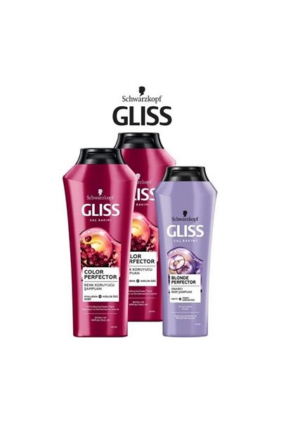 Gliss Gliss Color Protect 500ml X 2 Color Protective Shampoo + Blonde Perfector Purple Shampoo 250