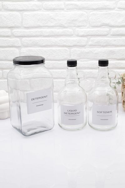 zezedesing Βάζο απορρυπαντικού 3000ml-γαλόνι Μαλακτικό Μπουκάλι 1000ml -Γαλόνι Υγρό Απορρυπαντικό Μπουκάλι 1000ml Γυαλί