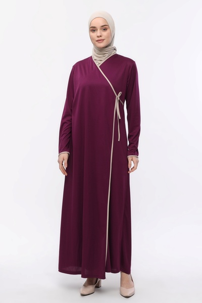 Transacoustic Mürdüm Kruvaze Yaka Biyeli Esnek İnterlok Kumaş Namaz Elbisesi ...