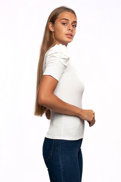 Miss Murem Shoulder Gathered Corded-white
