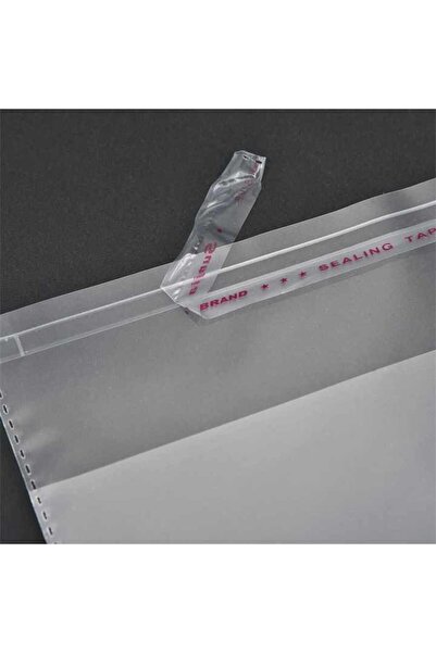 Dekals 100 Adet 15x35 Bantlı Jelatin Şeffaf Yapışkanlı Parlak Poşet Torba