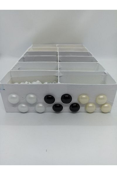 hobim42 Pearl Button Set Large Size 24" White Black Cream 20 Pieces of All Colors Total 60 Pieces