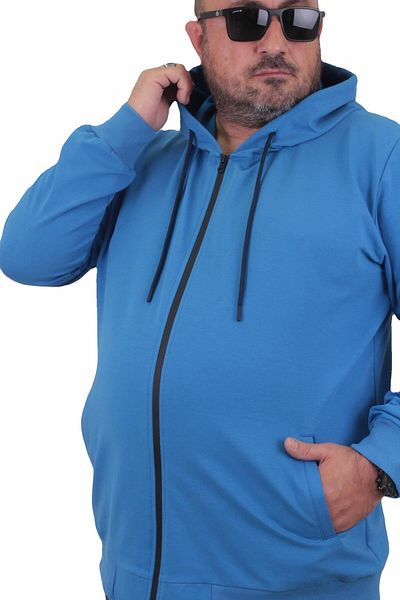 MocGrande Μεγάλο μέγεθος Basic Seasonal Zippered Hooded Sweat 22751 SAKS