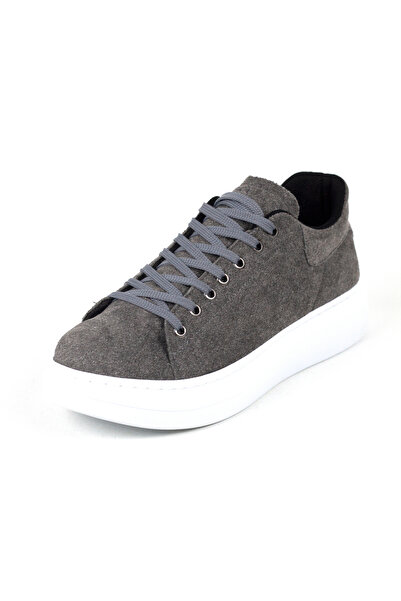 Rainon Store Thick High Sole Gray Suede Lace-Up Men's Sports Shoes