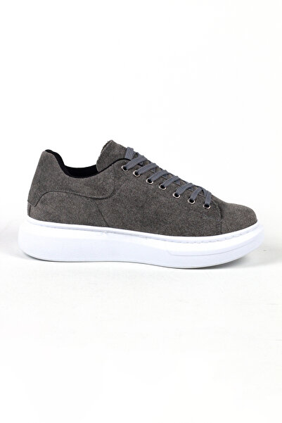 Rainon Store Thick High Sole Gray Suede Lace-Up Men's Sports Shoes