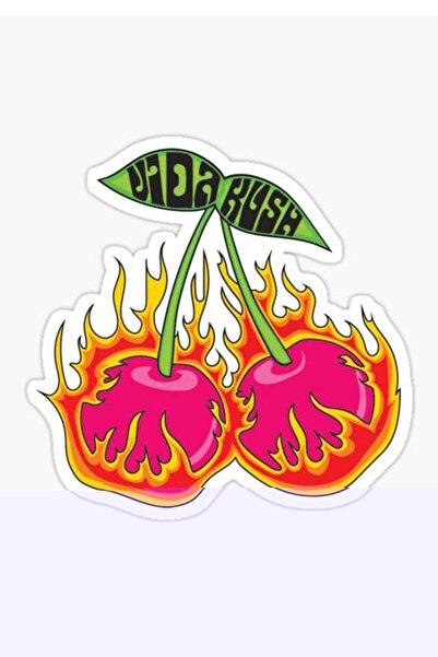 MegaSticker سيارة الكرز المشتعلة، دراجة نارية، خوذة، كمبيوتر محمول، ملصق زجاج...