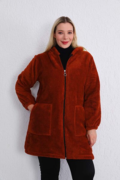 Kardelen Butik Ümraniye Kışlık Polar Mont Uzun Welsoft Taba Kiremit