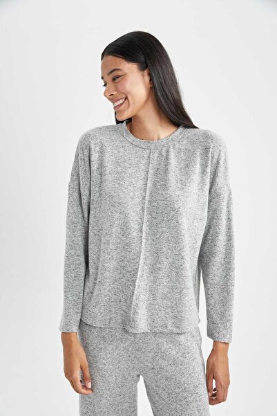 DeFacto Crew nyakú, hosszú ujjú, alkalmi pizsama felső-Fall in Love A3377AX23WN