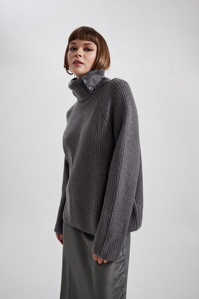 DeFacto Relax Fit Zip Collar Thessaloniki Fabric Sweater A8620ax23wn