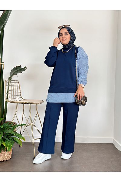 Navy blue on sale two piece