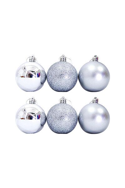 partideyince Το Early Year Tree Ornament είναι πολύχρωμο 4 εκ. Cici Ball 6 τεμαχίων σε ασημί χρώμα.