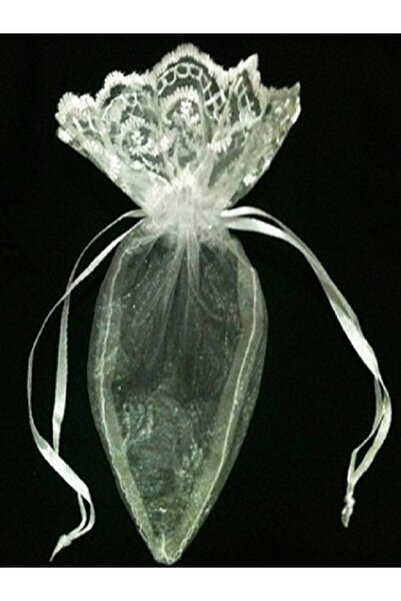 Kazanabil DANTELLİ KÜLAH KINA VE ÇEREZ KESESİ 10 ADET BEYAZ