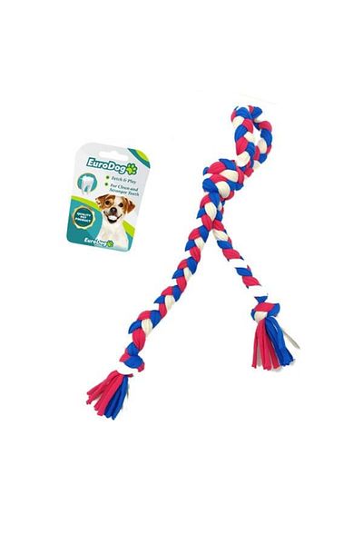 Eurodog Salvia Dione Dog Toy 3 Knots Teeth Scratching and Tugging Rope Toy |   Mixed Color 42 cm