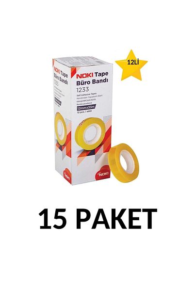 Noki 15 Pack (180 Pieces) 12mmx33m Transparent Office Tape Money Tape