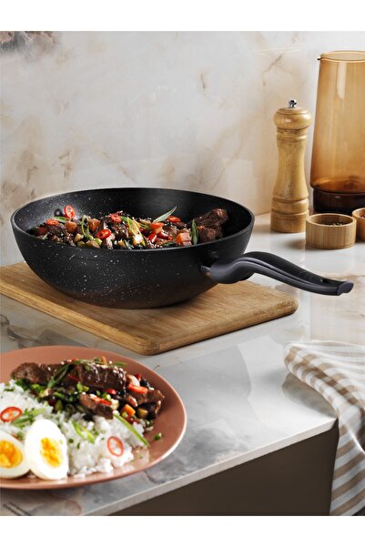 OLİKA Siyah Inci Granit 28 Cm Wok Tava