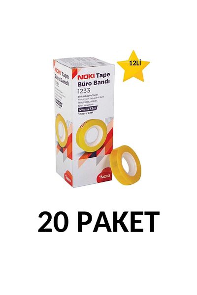 Noki 20 Packs (240 Pieces) 12mmx33m Transparent Office Tape Money Tape