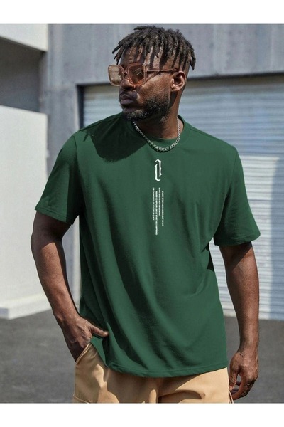 over head oh Naftha Green Oversize kroj Muški T-shirt - Vertikalno Štampano