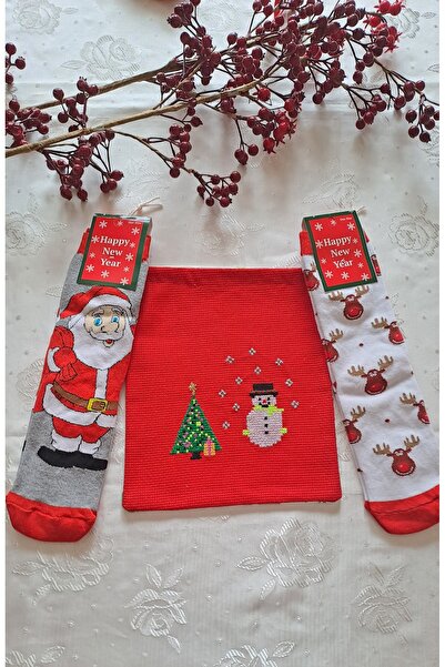 SOUL BY A&B 2li yılbaşı çorabı el işi etamin kese çorap kesesi hediye kesesi ...