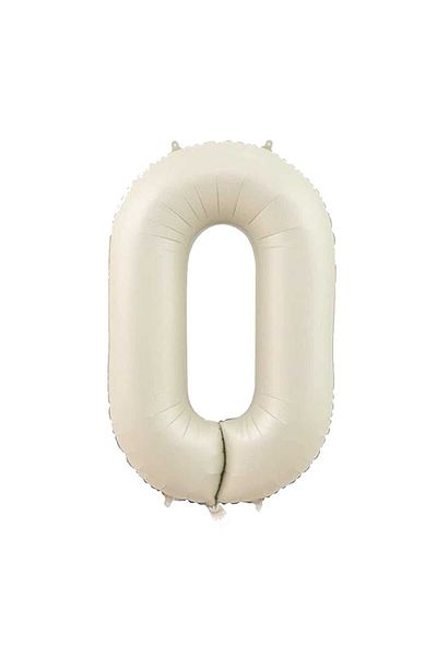 Partimarka Cream Color Number Foil Balloon Number 0