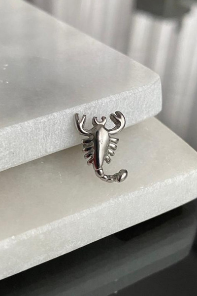 Jaida Moda Unisex Gri Gotik Akrep Figür Çelik Helix Kıkırdak Lobe Piercing