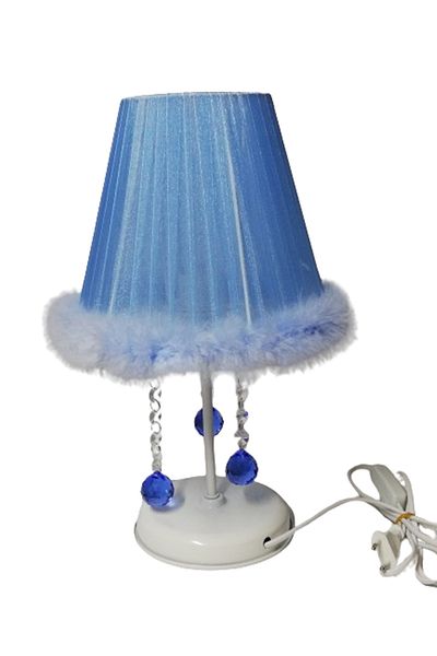 TEKAY AYDINLATMA Blue feathered stone bedroom lampshade