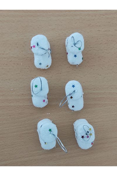 EXİZTİCARET Ornament pentru Pom de Anul Nou Cizme de culoare albă 6 buc