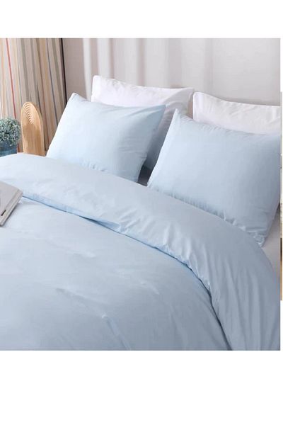 makiteks 100% βαμβακερό γαλάζιο 240x220 cm Παπλωματοθήκη King Size και Σετ 2 Μαξιλαροθήκες
