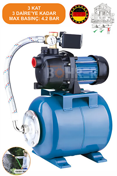 BÖHRER BAKIR SARGILI 4 KAT 4 DAİRE 1 HP OTOMATİK MUSLUK AÇ KAPA 24L TANK HİDR...