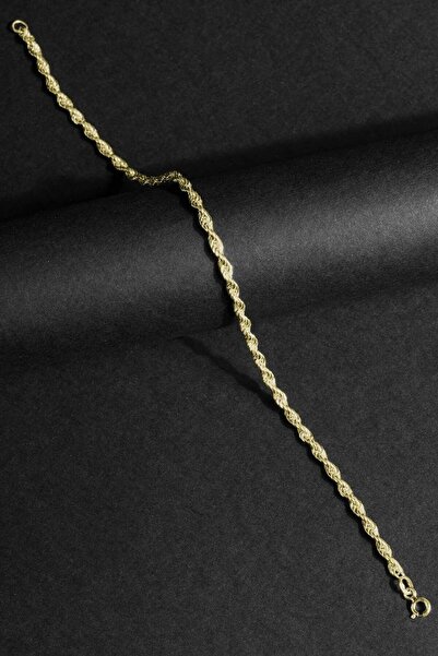 Takıdepo Halat Model Gümüş 3,00 Mm Genişlik Bileklik - Altın Rengi