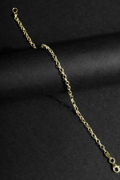 Takıdepo Oval Doch Model Gümüş 3,00 Mm Genişlik Bileklik - Altın Rengi