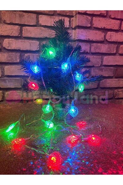 Happyland Kalp Led Rengarenk 4 Metre Fişli Beyaz Kablolu Animasyonlu Led Yılbaşı Vitrin Dekorasyon Işığı