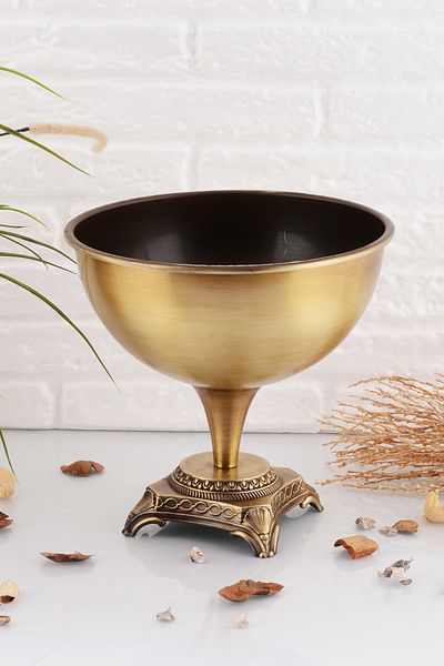 TR Turan Collection Derya Antique Color Metal Arrangement, Decorative Flower Vase με πόδια - Χωρίς λουλούδια