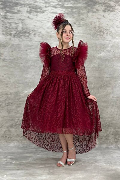 ABİYEKİDS Anđeoski model sa repom, jednodijelna burgundija večernja haljina z...