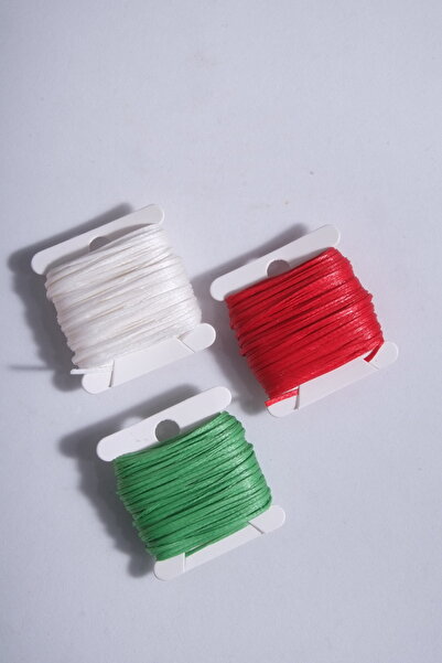 Eskişehir hobi sanat Yılbaşı Renkleri 1 mm 10 Metre 3 Renk Mumlu İp (TOPLAM 30 METRE) Kolye TakıTasarım Makrome Bileklik