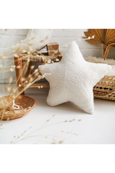 BabyCa Star Teddy Pillow - Star Decorative Pillow (Natural White)