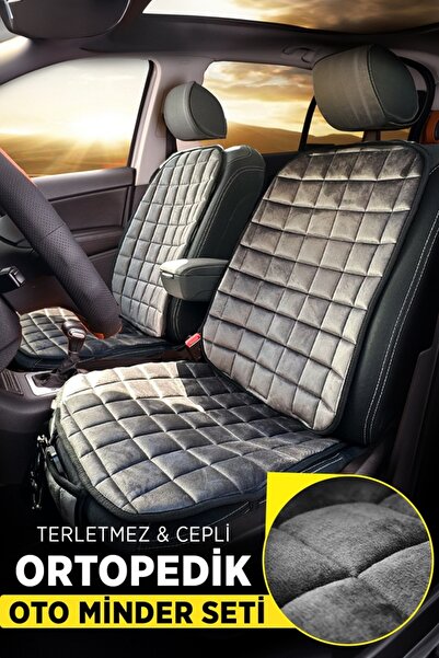 TEKNOCLUB مجموعة وسائد مقعد السيارة لتقويم العظام الناعمة مع جيوب - غطاء مقعد...