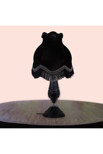 Dekovien Vintage Black Velvet - Metal Base Lampshade, Black Fairy Model AB0749