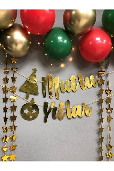 Masalsı Concept Mutlu Yıllar Gold Yazı Ledli Zincir Balon SetiYeni Yıl Yılbaş...