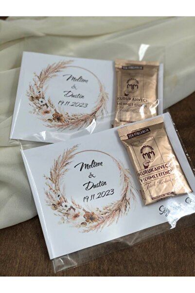 Masalsı Concept 25 Adet Türk Kahveli Kartlı Nikah Şekeri Söz Nişan Hediyesi b...