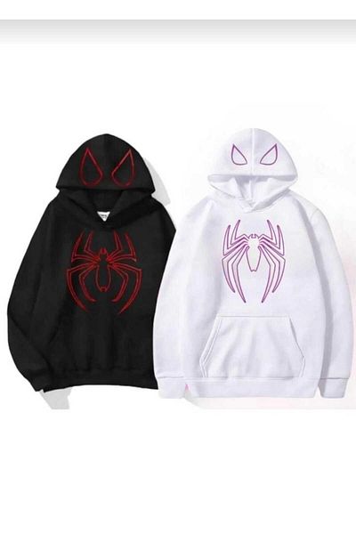 Oneoctobeer Spider Printed Lover Couple Combination Hooded φούτερ & Hodie