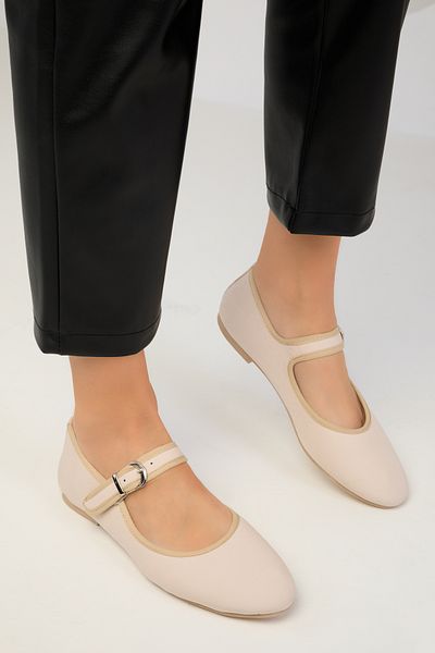 SOHO Beige Matte Satin Women's Ballerinas 18547