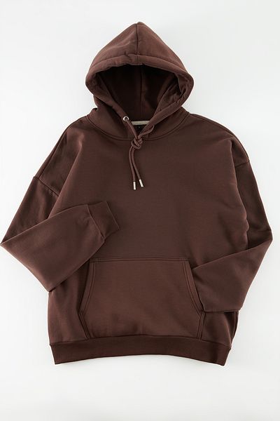 Trendyol Collection Hnědá oversize fleecová mikina s kapucí - TMNAW22SW1651