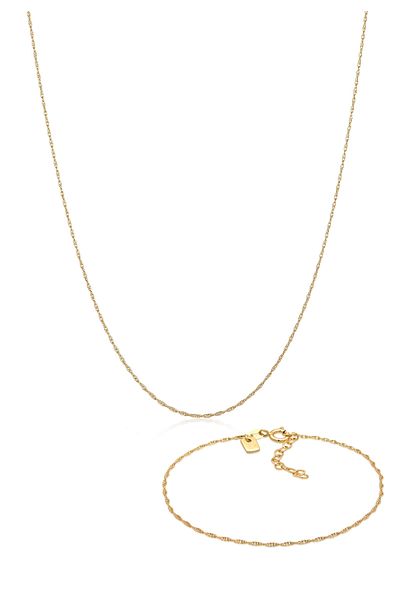 KUZZOI Schmuckset Basic Gliederkette Gedreht 925 Silber