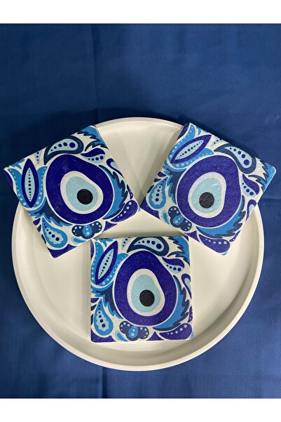 Özgür Sanat Atölyesi 3 قطع غطاء حمام من الحجر الطبيعي 10x10 سم /