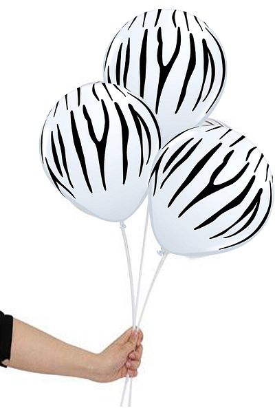 Partifabrik Zebra Printed White Safari Balloon 5 Pack