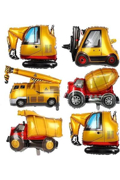 Partifabrik İnşaat İş Makinaları Taşıtlar Temalı 6 lı Balon Seti