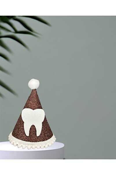 Partifabrik Unisex Brown White Tooth Party Hat - Cowl