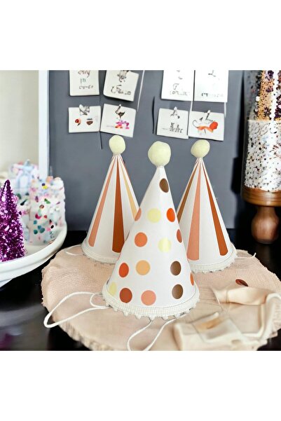 Partifabrik Cream Caramel Retro Colors Party Hat 3 Pieces