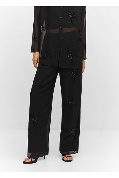 MANGO Woman Pantaloni cu margele
